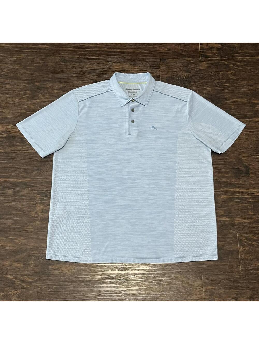 Tommy Bahama Mens IslandZone Light Blue Polo Shirt Size XL